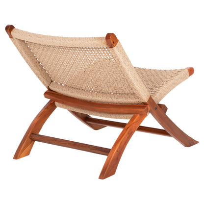 Folding Short Chair Ferm Hm9477.01 Solid Teak Wood In Natural-viro Rope 65,5x80x67hcm.