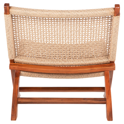 Folding Short Chair Ferm Hm9477.01 Solid Teak Wood In Natural-viro Rope 65,5x80x67hcm.