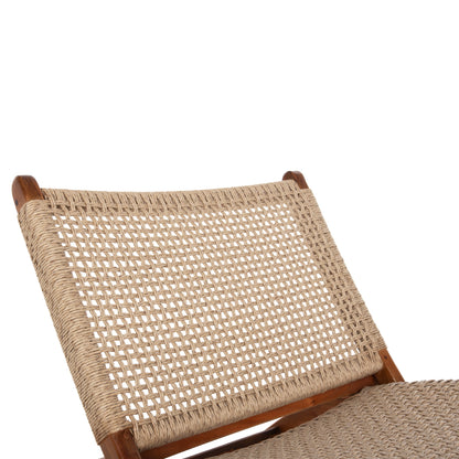 Folding Short Chair Ferm Hm9477.01 Solid Teak Wood In Natural-viro Rope 65,5x80x67hcm.