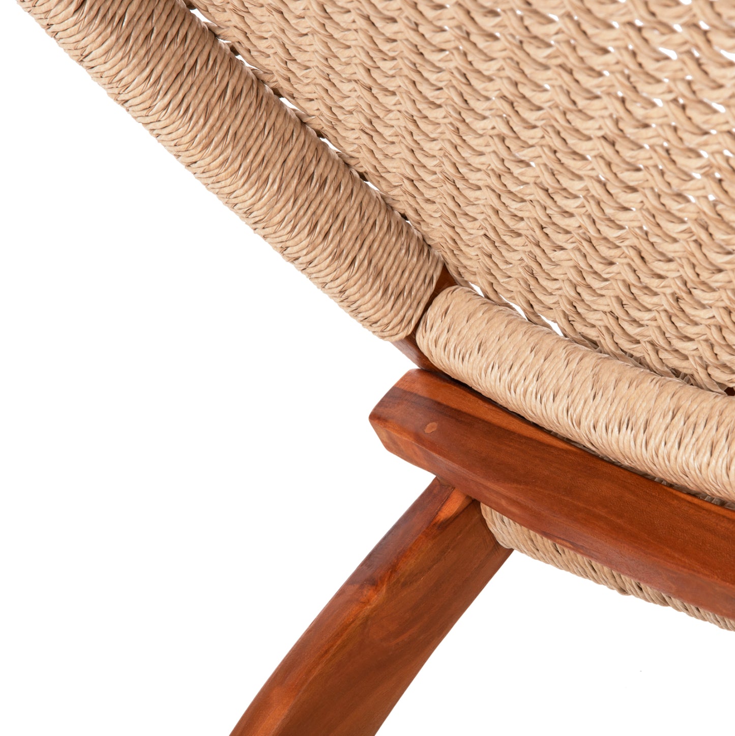 Folding Short Chair Ferm Hm9477.01 Solid Teak Wood In Natural-viro Rope 65,5x80x67hcm.