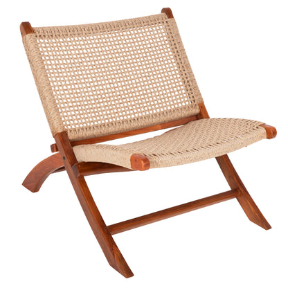 Folding Short Chair Ferm Hm9477.01 Solid Teak Wood In Natural-viro Rope 65,5x80x67hcm.