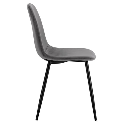 Dining Chair Leonardo Velvet Grey With Metallic Legs Hm00100.01 45x53x85 Cm.
