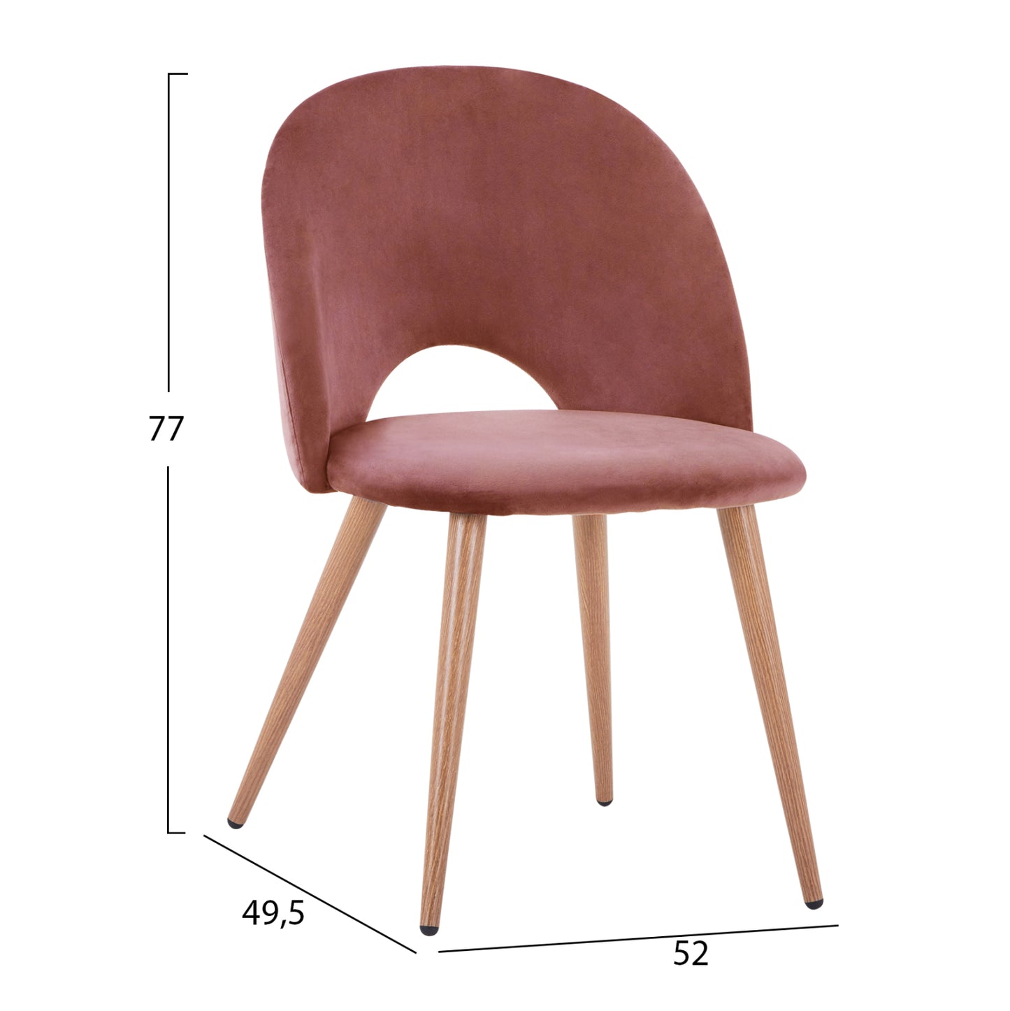 Dining Chair Velvet Rotten Apple And Metallic Legs Hm8544.02 52x49,5x77 Cm