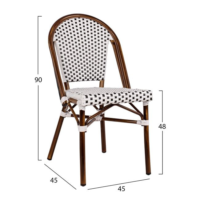 Aluminum Chair Bamboo Look With White/black Rattn Hm5566.01
