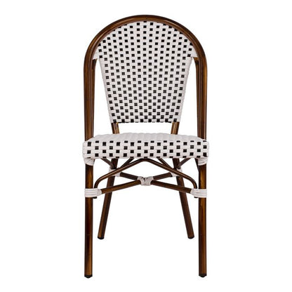 Aluminum Chair Bamboo Look With White/black Rattn Hm5566.01