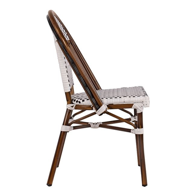 Aluminum Chair Bamboo Look With White/black Rattn Hm5566.01