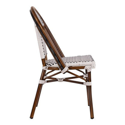 Aluminum Chair Bamboo Look With White/black Rattn Hm5566.01