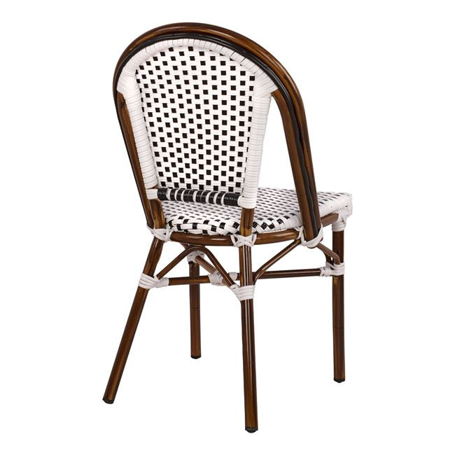 Aluminum Chair Bamboo Look With White/black Rattn Hm5566.01