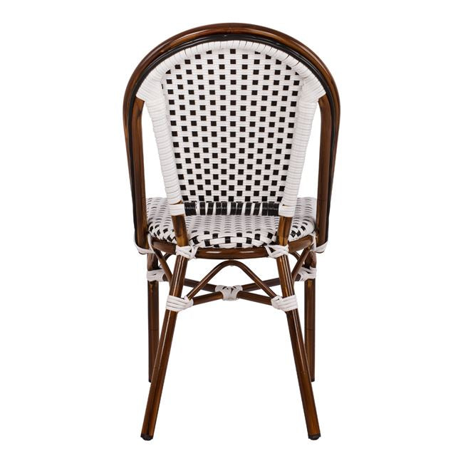 Aluminum Chair Bamboo Look With White/black Rattn Hm5566.01