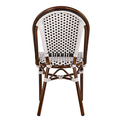 Aluminum Chair Bamboo Look With White/black Rattn Hm5566.01