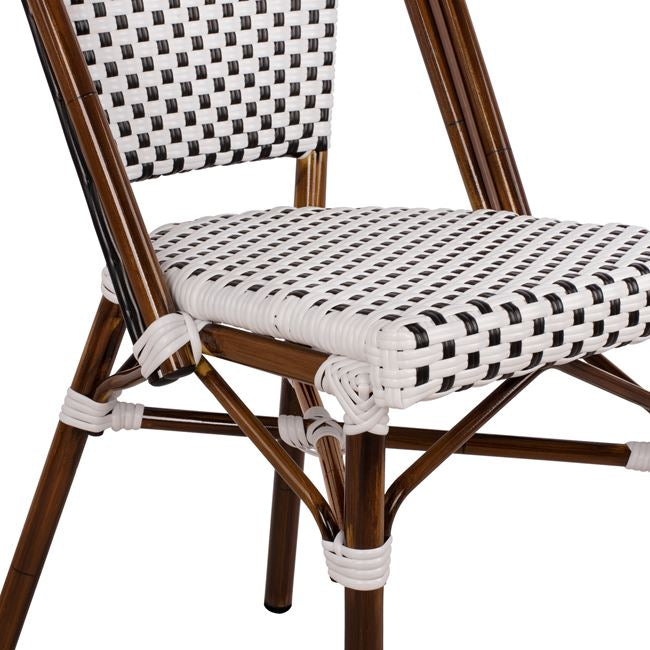 Aluminum Chair Bamboo Look With White/black Rattn Hm5566.01