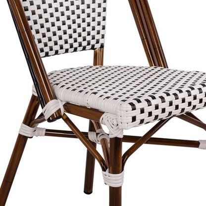 Aluminum Chair Bamboo Look With White/black Rattn Hm5566.01