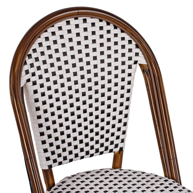 Aluminum Chair Bamboo Look With White/black Rattn Hm5566.01