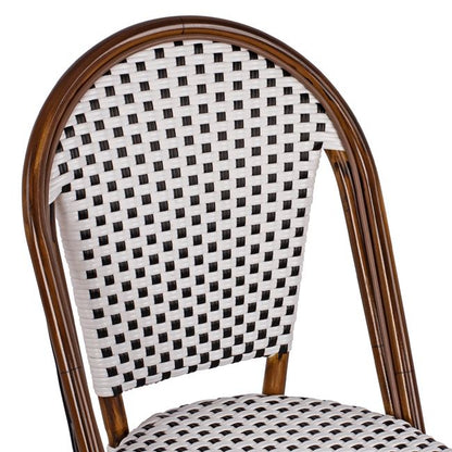 Aluminum Chair Bamboo Look With White/black Rattn Hm5566.01