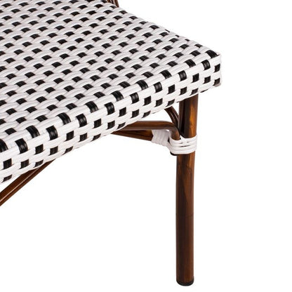 Aluminum Chair Bamboo Look With White/black Rattn Hm5566.01