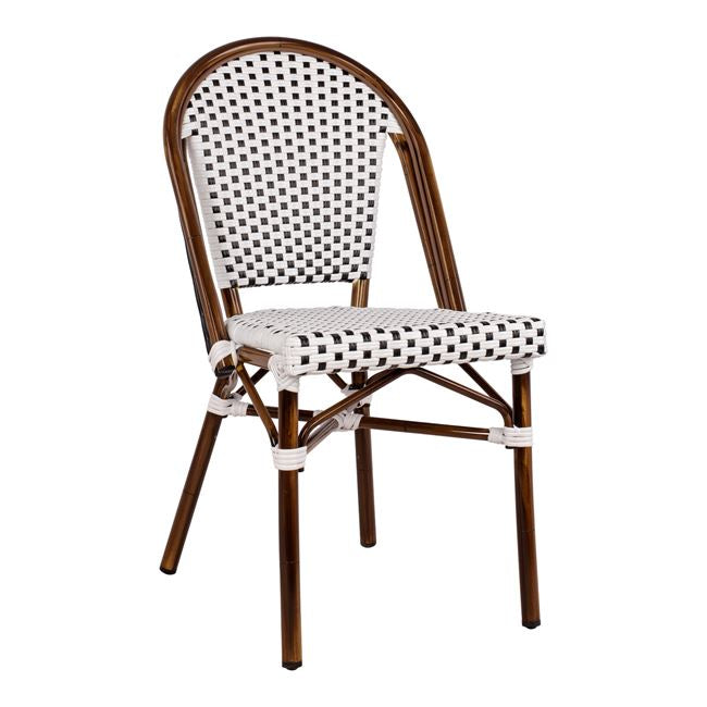 Aluminum Chair Bamboo Look With White/black Rattn Hm5566.01