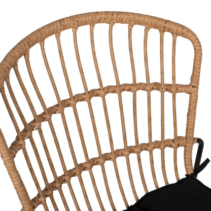 Chair Professional Metal Black Cushion Black Rattan Natural 51.5x58x86hcm.hm5866.01
