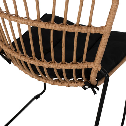 Chair Professional Metal Black Cushion Black Rattan Natural 51.5x58x86hcm.hm5866.01