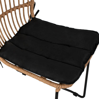 Chair Professional Metal Black Cushion Black Rattan Natural 51.5x58x86hcm.hm5866.01