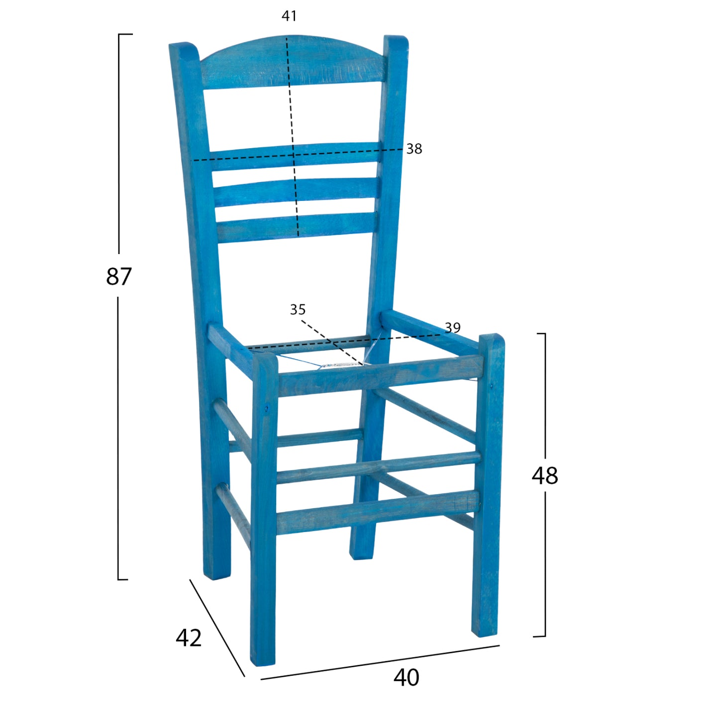Traditional Chair Jhett Hm5575.05 Beech Wood With Impregnation In Blue-frame Only 40x42x87hcm.