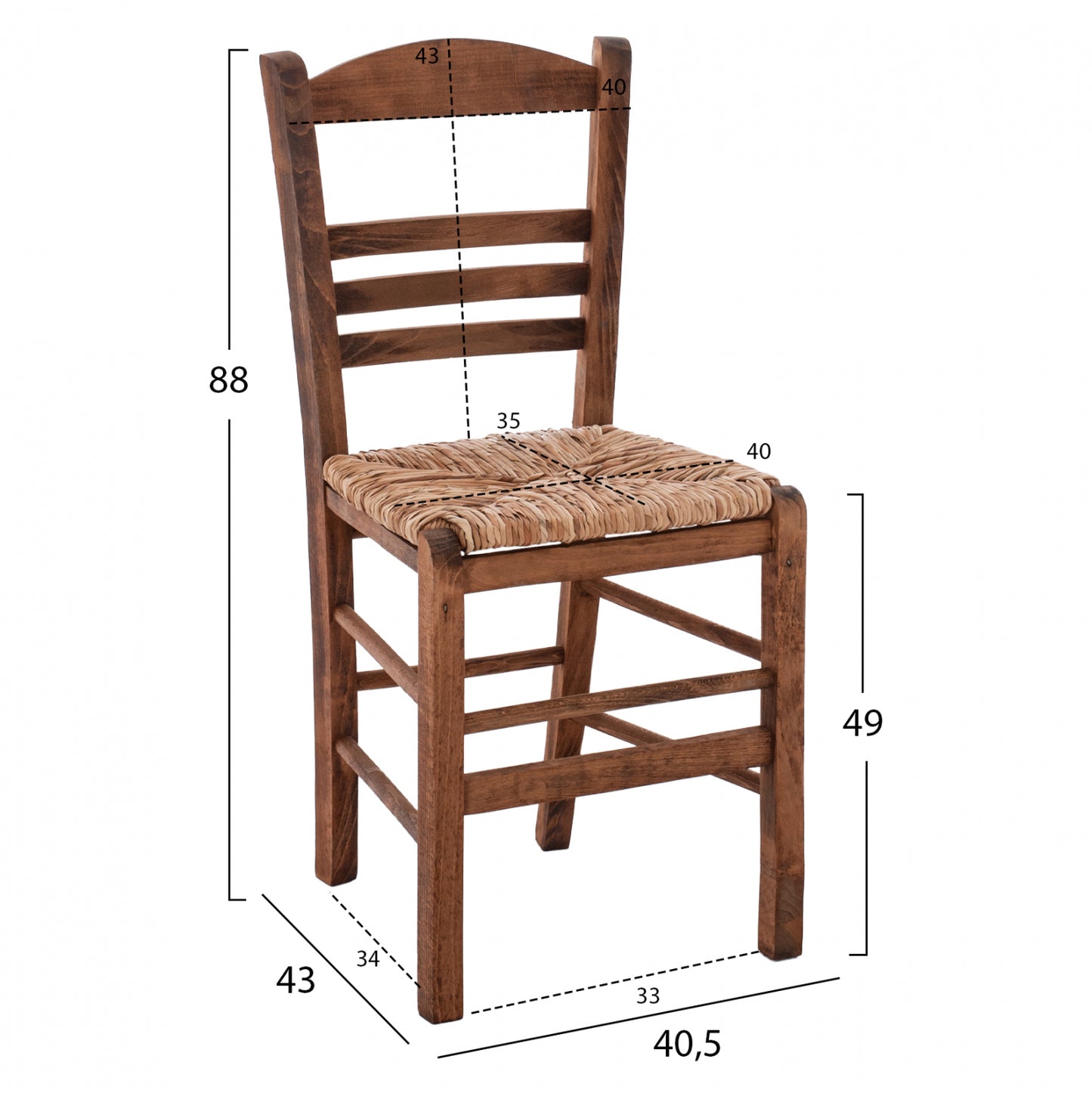 Traditional Chair With Straw Walnut Hm10369.01