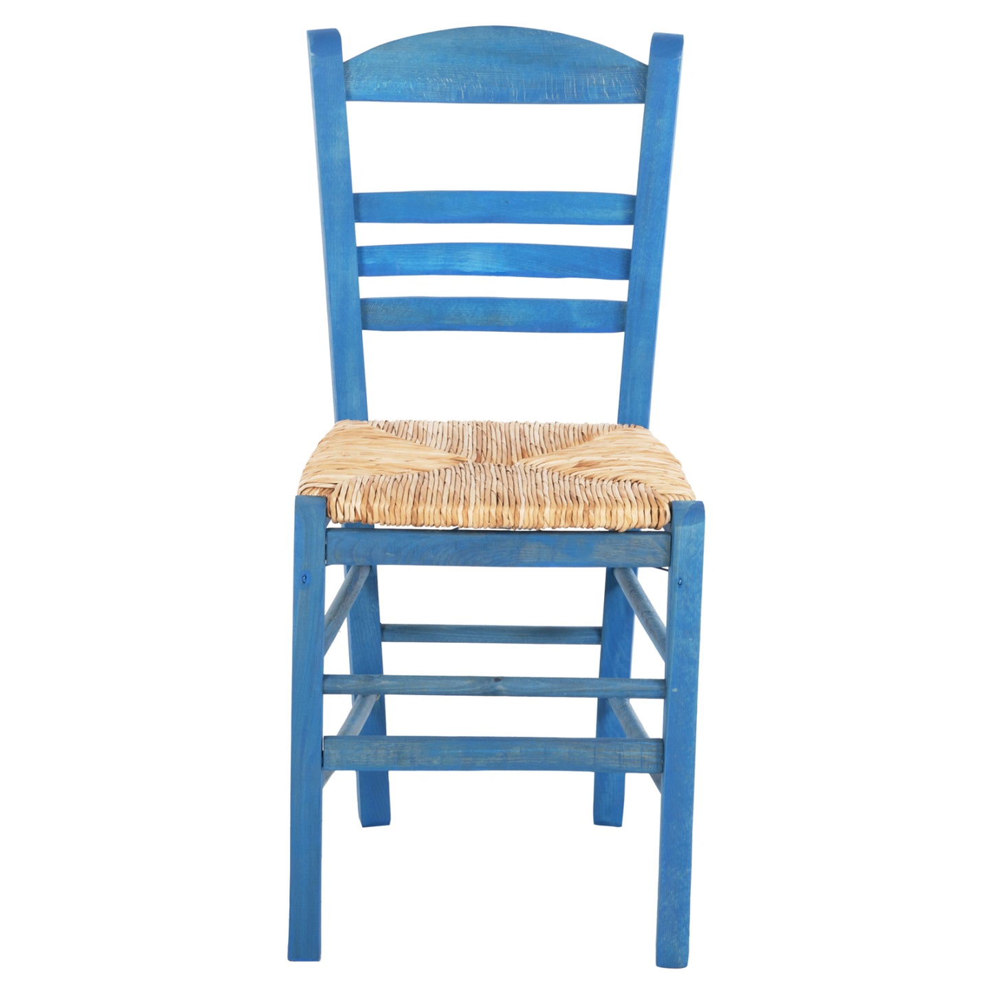 Traditional Chair With Straw Mat Seat Fb910369.05 Bbech Wood With Impregnation-blue 40x42x87h