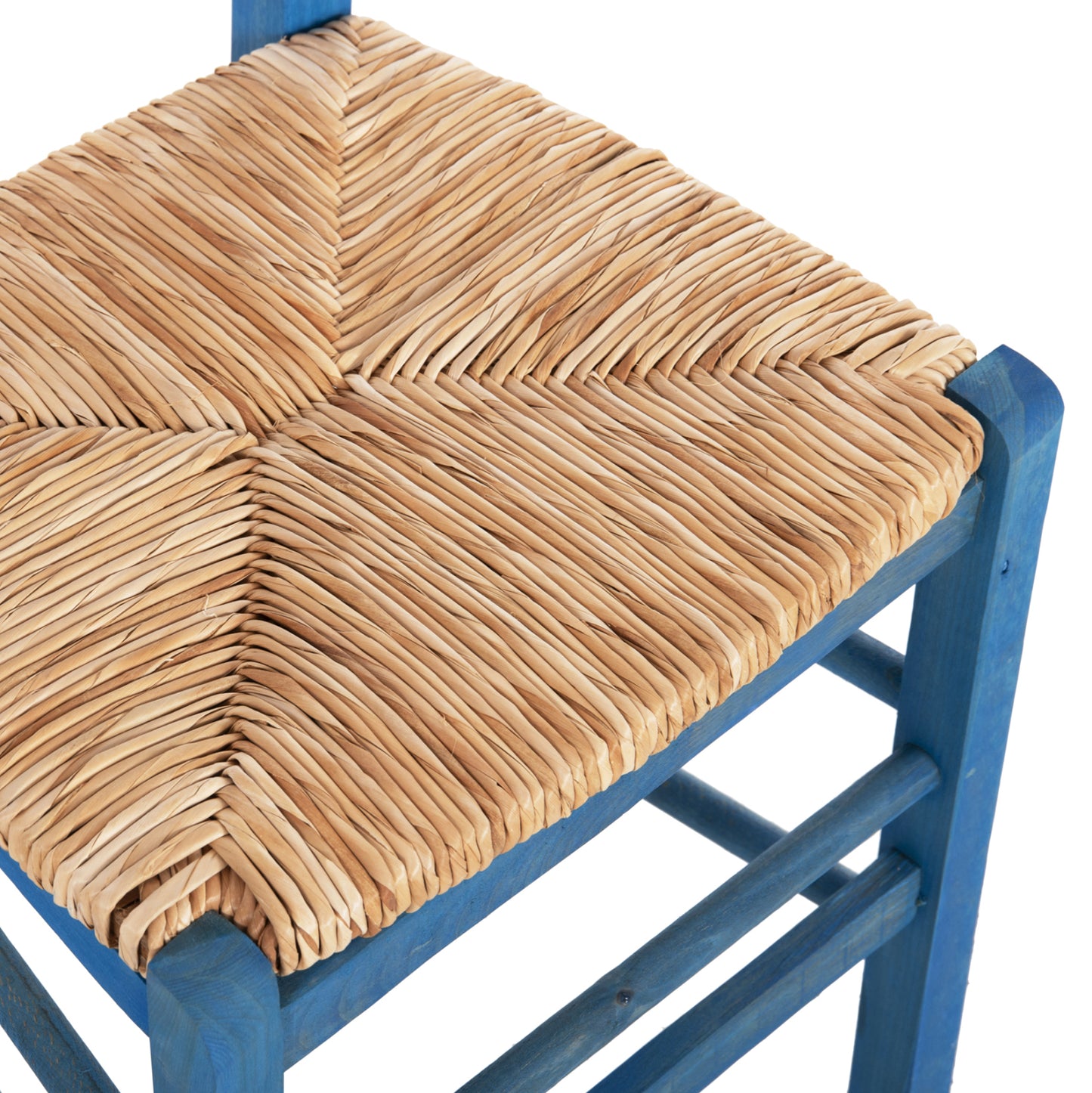 Traditional Chair With Straw Mat Seat Fb910369.05 Bbech Wood With Impregnation-blue 40x42x87h