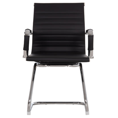 Conference Chair Boss Hm1023.31 With Arms-black Pu-chromed Metal Legs 54x55x88hcm.