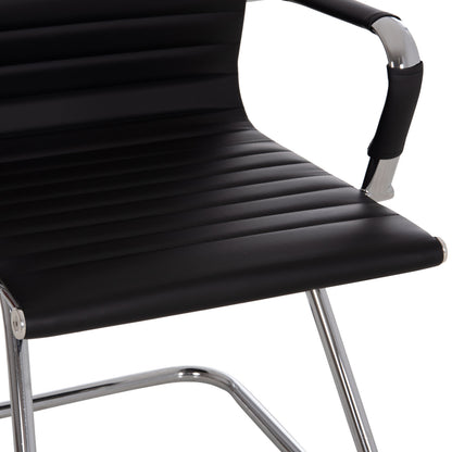Conference Chair Boss Hm1023.31 With Arms-black Pu-chromed Metal Legs 54x55x88hcm.
