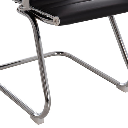 Conference Chair Boss Hm1023.31 With Arms-black Pu-chromed Metal Legs 54x55x88hcm.