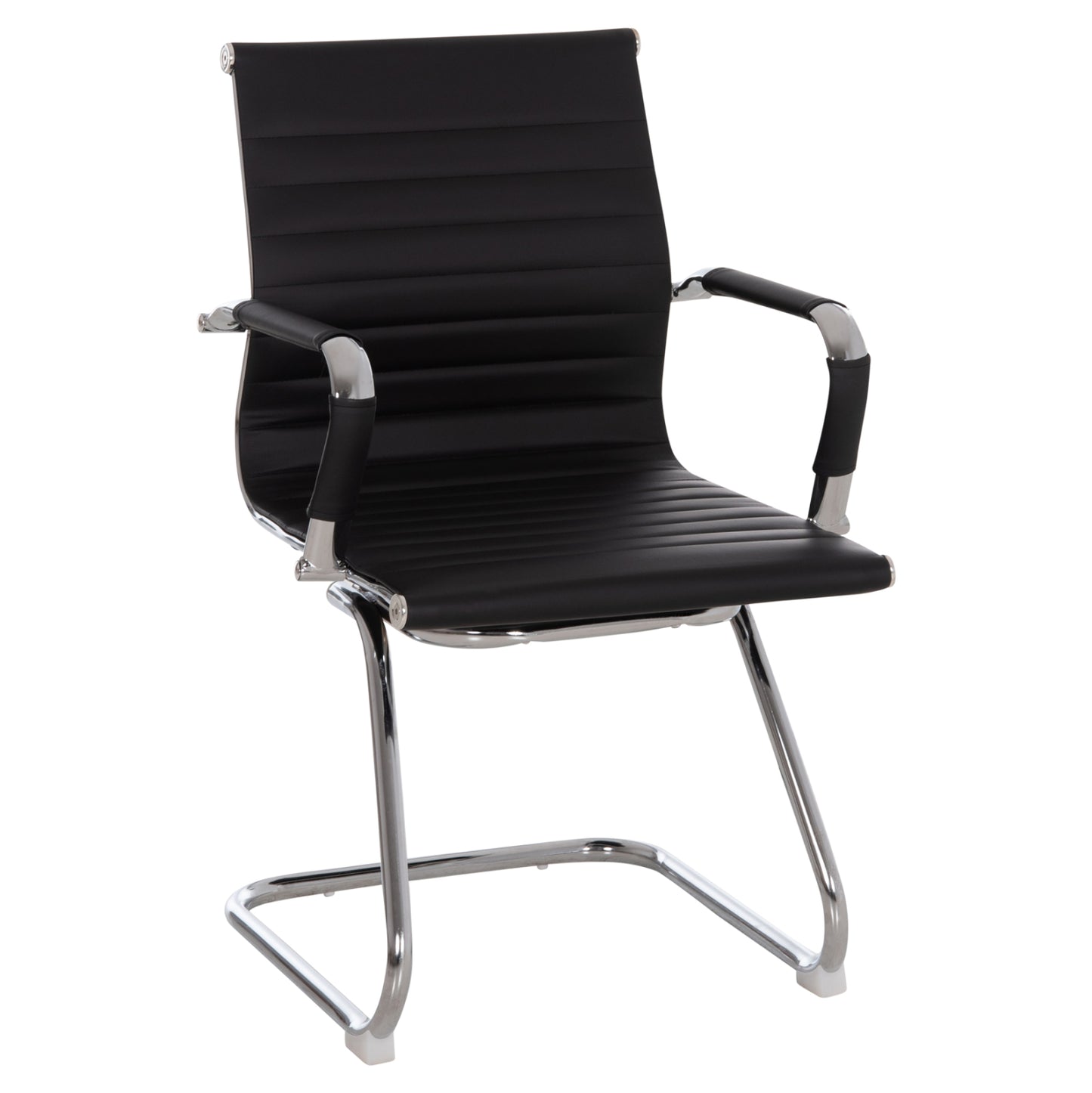 Conference Chair Boss Hm1023.31 With Arms-black Pu-chromed Metal Legs 54x55x88hcm.
