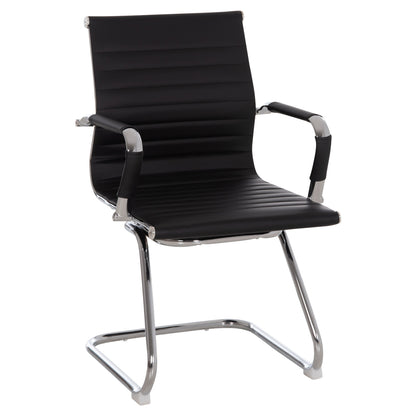 Conference Chair Boss Hm1023.31 With Arms-black Pu-chromed Metal Legs 54x55x88hcm.