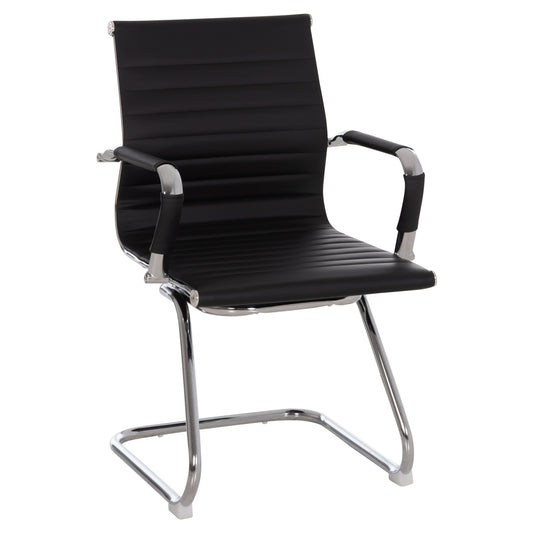 Conference Chair Boss Hm1023.31 With Arms-black Pu-chromed Metal Legs 54x55x88hcm.