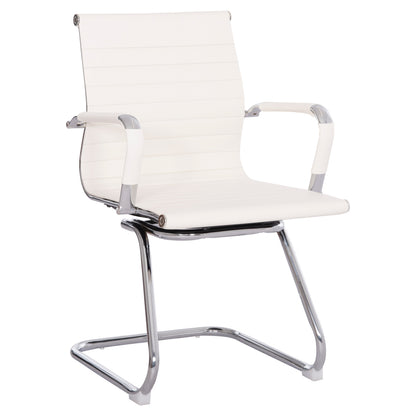 Conference Chair Boss Hm1023.32 With Arms-white Pu-chromed Metal Legs 54x56x87hcm.