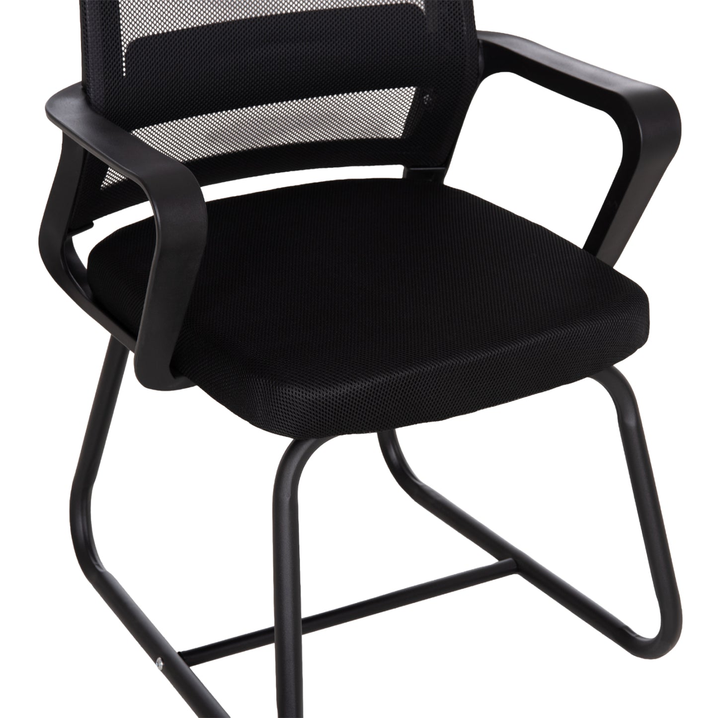 Visitor's Chair Caster Hm1228.01 Metal-pp-mesh Fabric-- Black 46x52x94hcm.