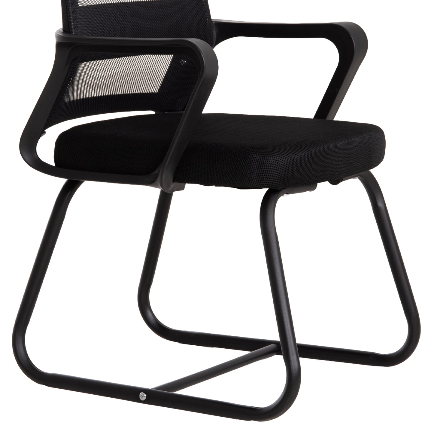 Visitor's Chair Caster Hm1228.01 Metal-pp-mesh Fabric-- Black 46x52x94hcm.