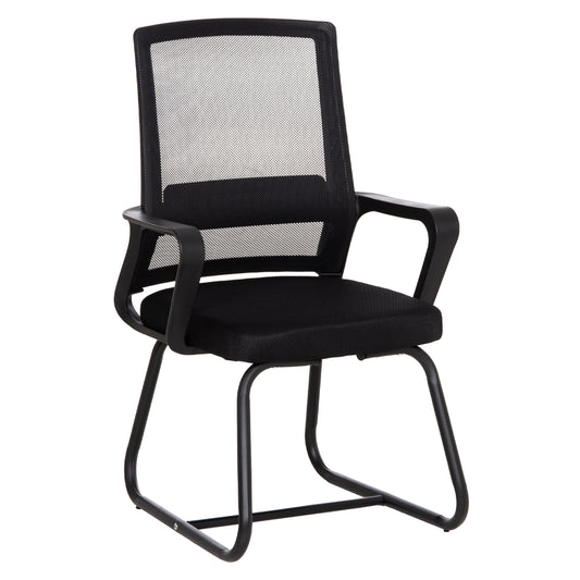 Visitor's Chair Caster Hm1228.01 Metal-pp-mesh Fabric-- Black 46x52x94hcm.