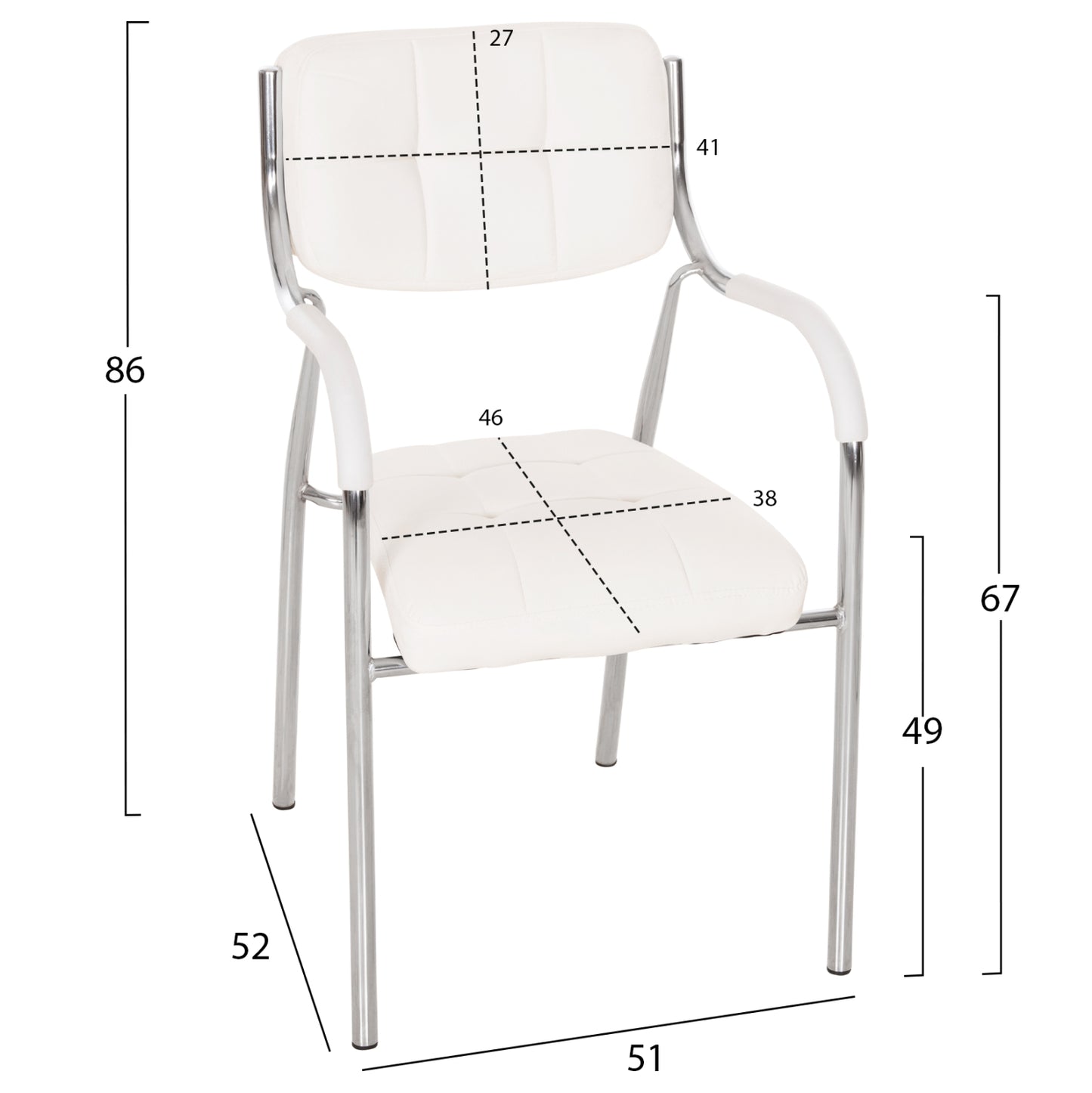 Conference Office Chair Oberon Hm1018.02 White Pu 51x52x88hcm