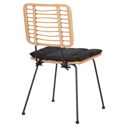 Outdoor Chair Allegra Hm5454.11 Metal&cushion In Black-wicker In Beige 50,5x49,5x88hcm.