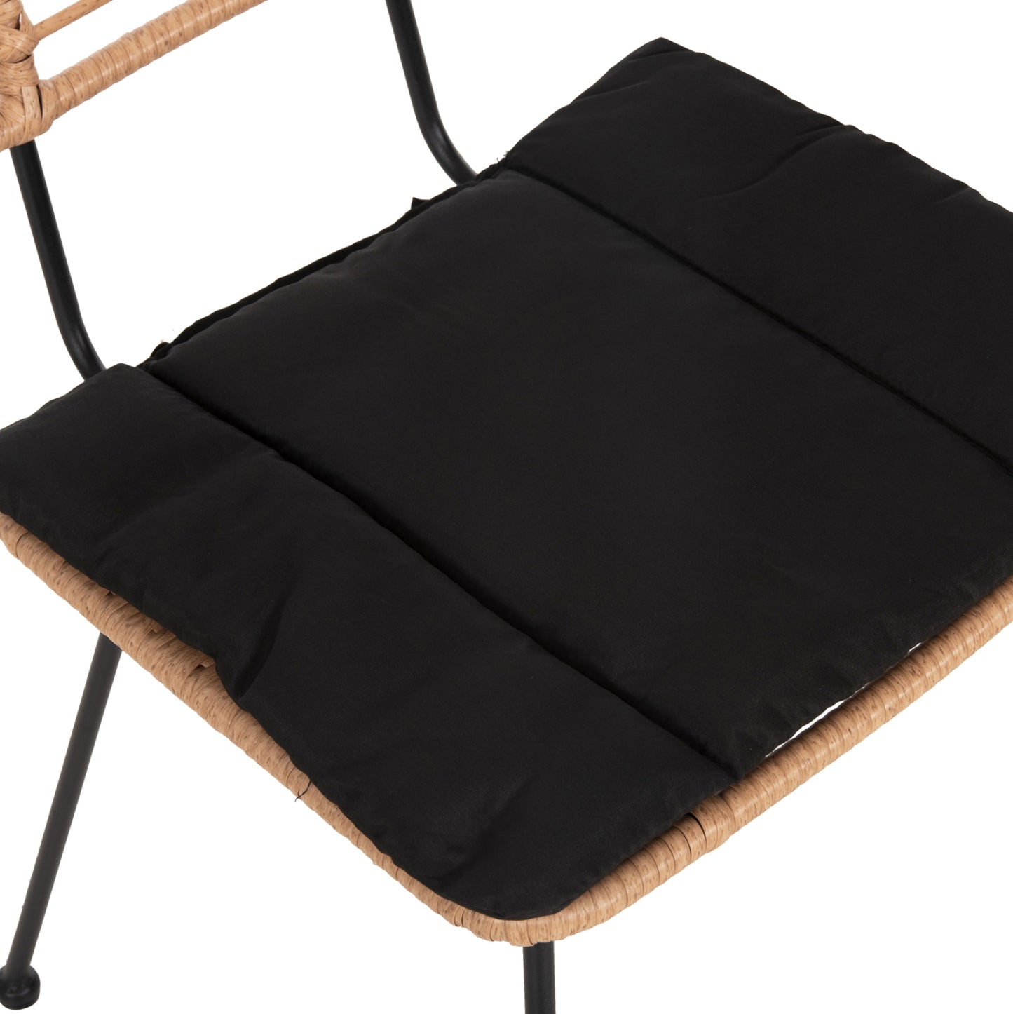 Outdoor Chair Allegra Hm5454.11 Metal&cushion In Black-wicker In Beige 50,5x49,5x88hcm.