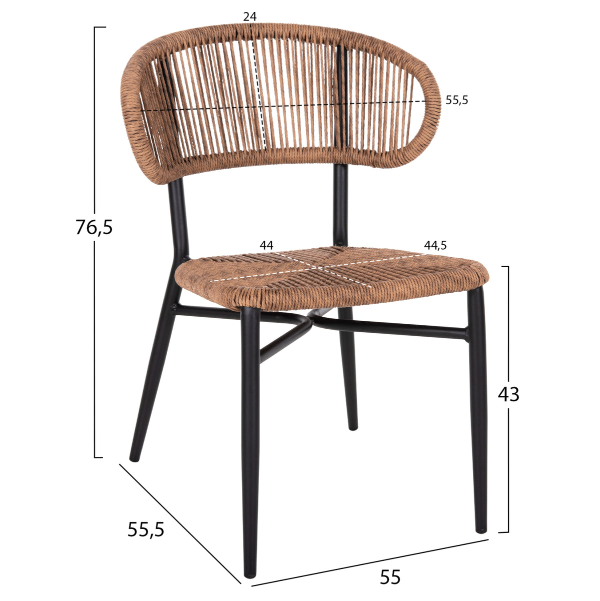 Chair Eulo Hm6049.02 Aluminum In Black-synthetic Rattan