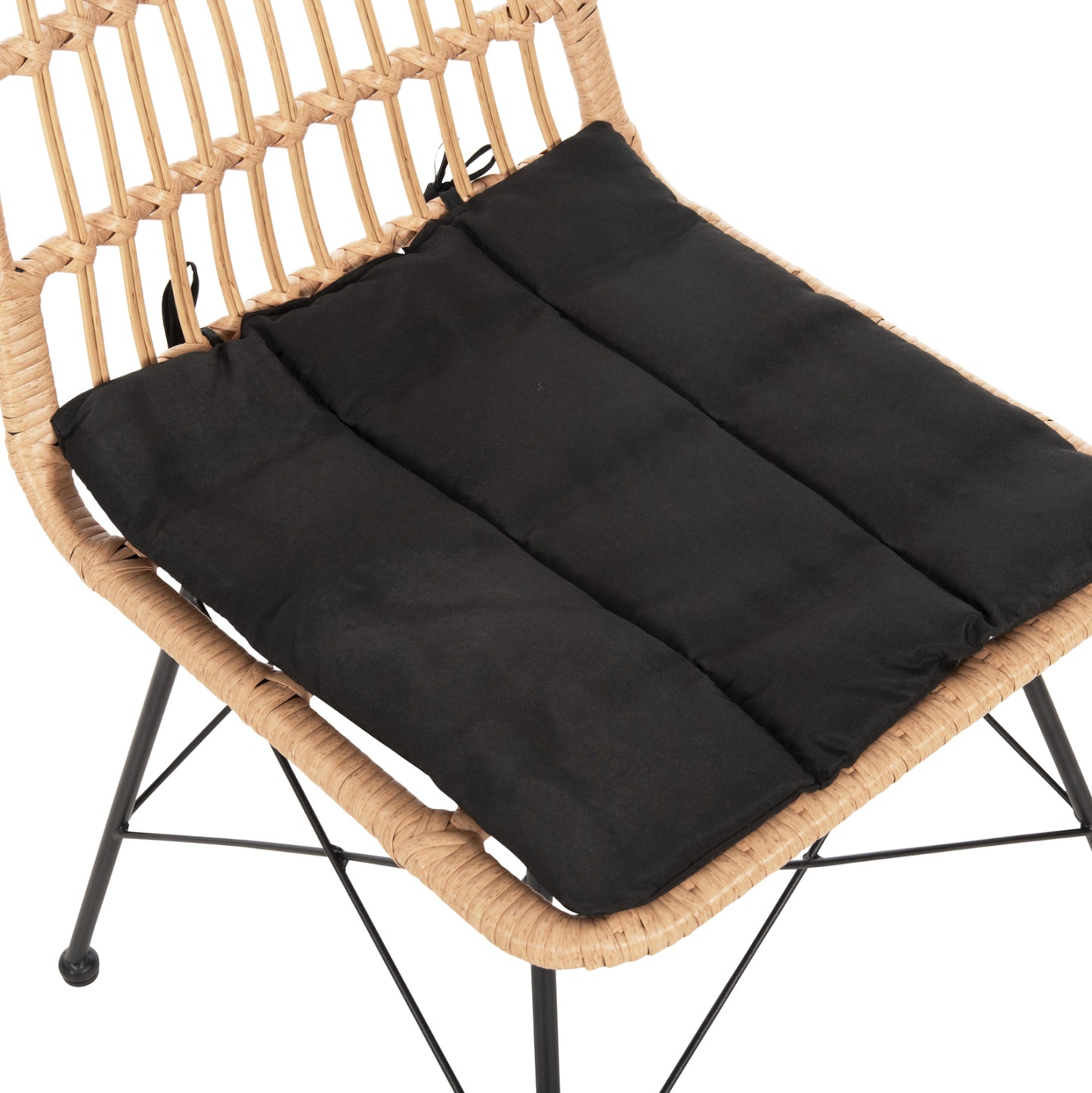 Chair Outdoor Allegra Hm5451.11 Metal & Cushion Black- Wicker Beige 52x51.5x83.5hcm.