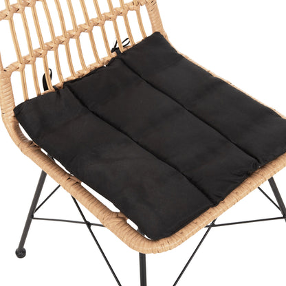 Chair Outdoor Allegra Hm5451.11 Metal & Cushion Black- Wicker Beige 52x51.5x83.5hcm.