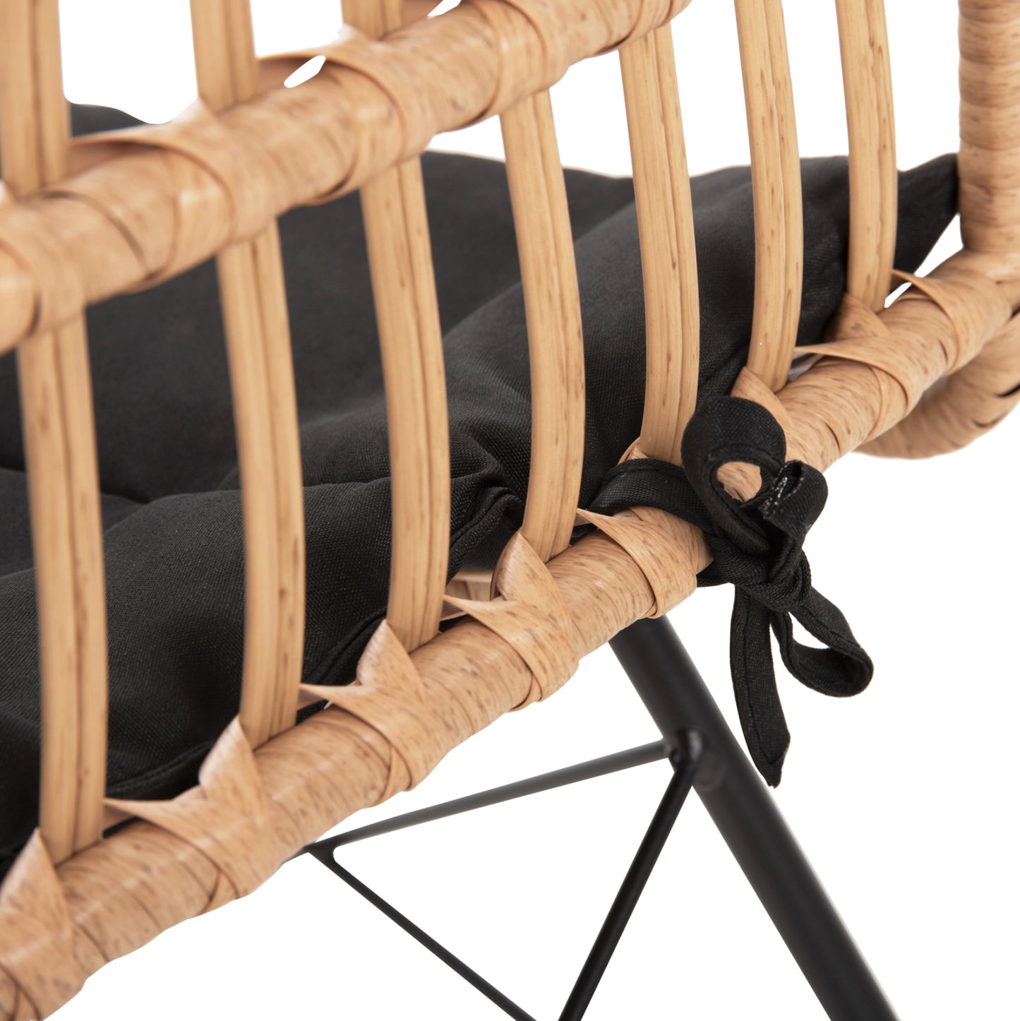 Chair Outdoor Allegra Hm5451.11 Metal & Cushion Black- Wicker Beige 52x51.5x83.5hcm.