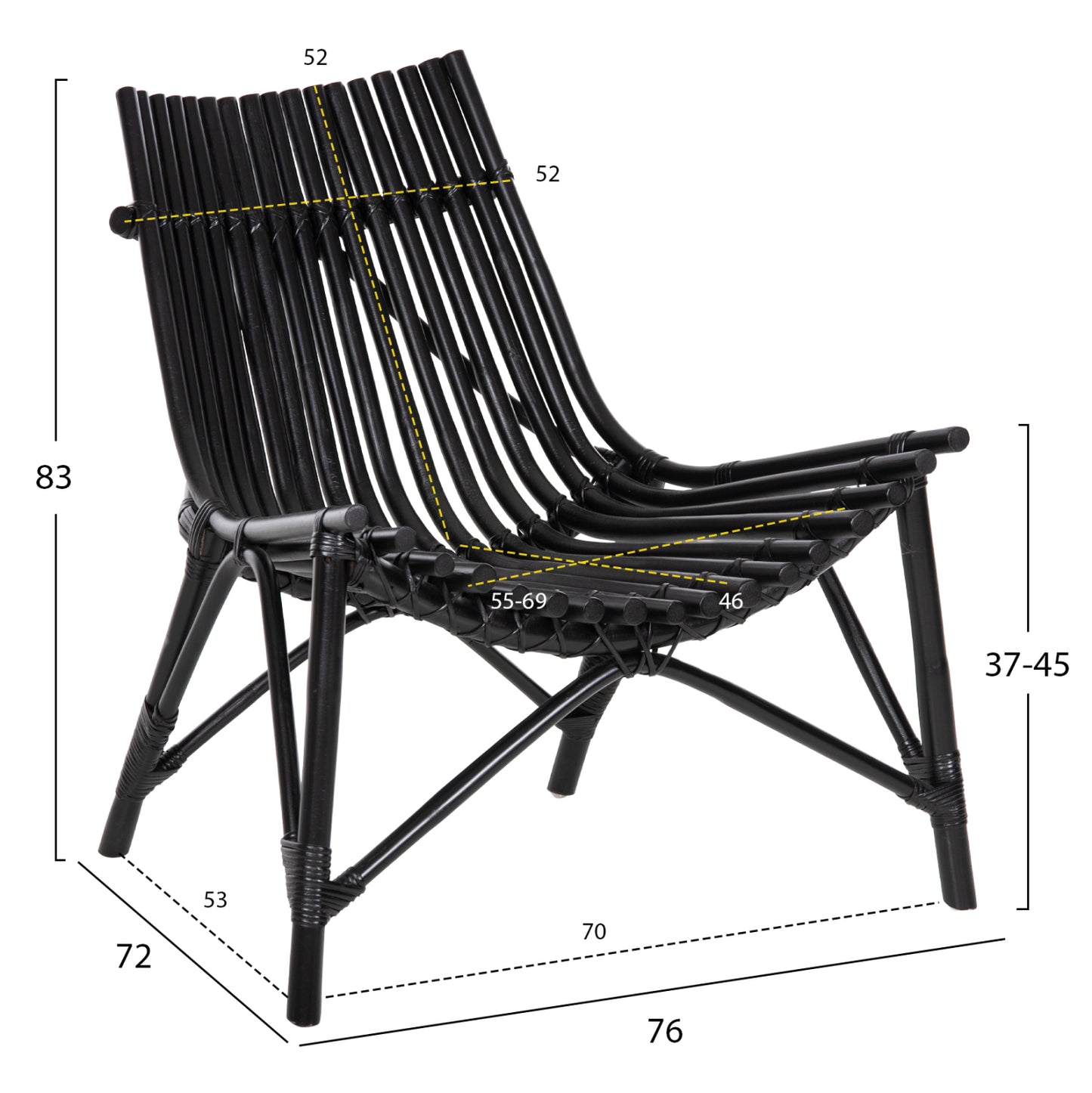 Chair For Outdoors Cellion Hm9812.02 Rattan Poles In Black Color 76x72x83hcm.