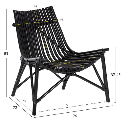 Chair For Outdoors Cellion Hm9812.02 Rattan Poles In Black Color 76x72x83hcm.