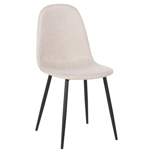 Dining Chair Leonardo Hm00100.27 Beige Fabric & Black Metal Legs 42x49,5x89hcm.
