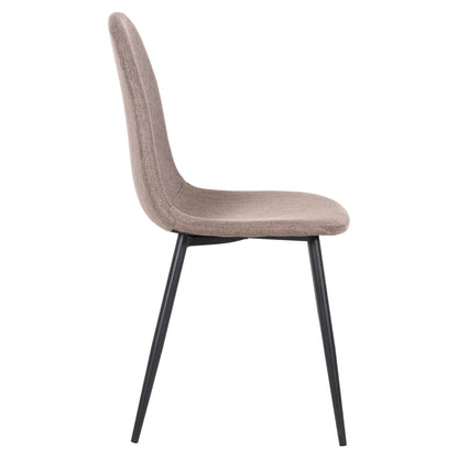 Dining Chair Leonardo Hm00100.28 Dark Beige Fabric & Black Metal Legs 42x49,5x89hcm.