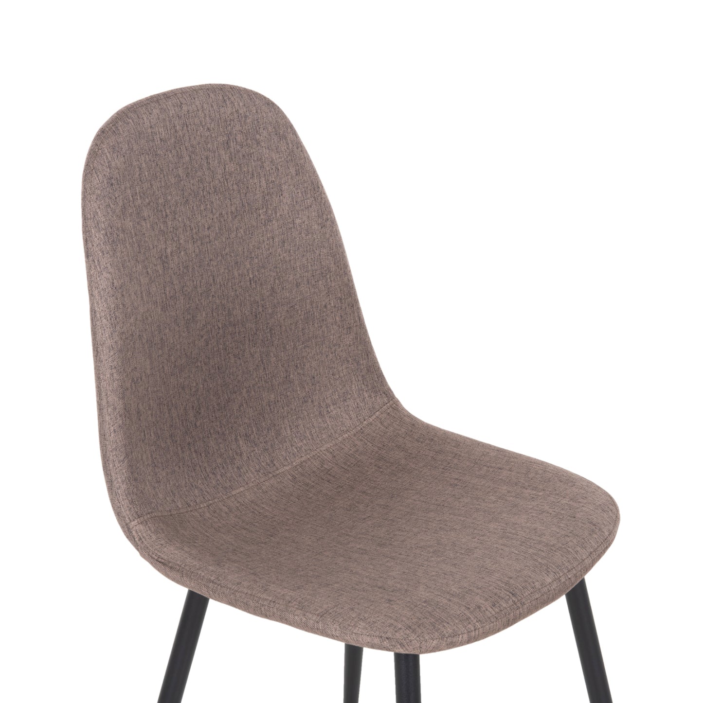 Dining Chair Leonardo Hm00100.28 Dark Beige Fabric & Black Metal Legs 42x49,5x89hcm.