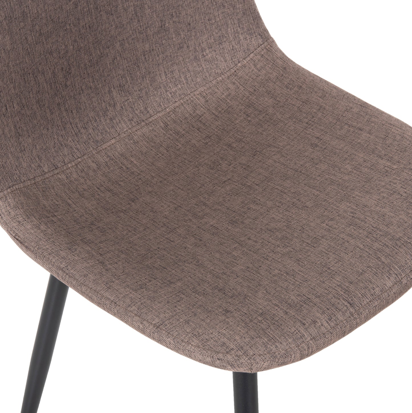 Dining Chair Leonardo Hm00100.28 Dark Beige Fabric & Black Metal Legs 42x49,5x89hcm.